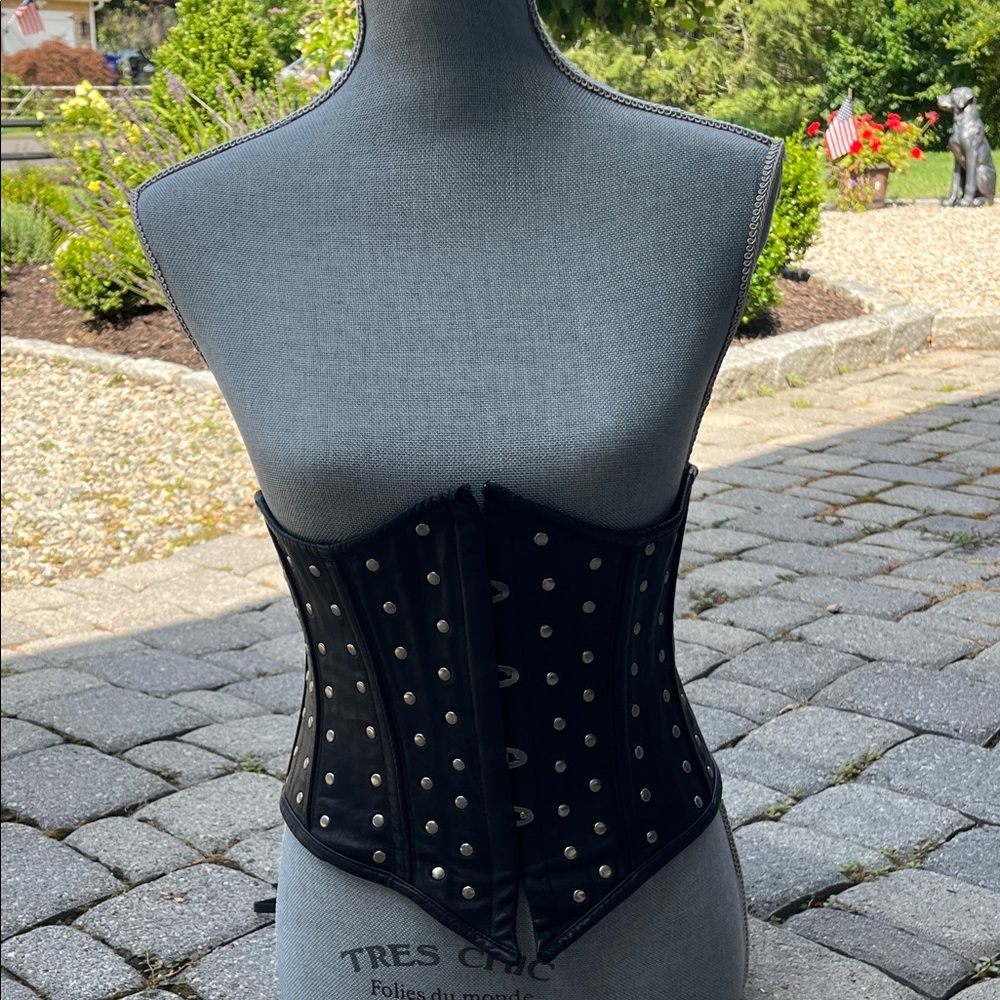 Black leather waist cincher with Silver Studs